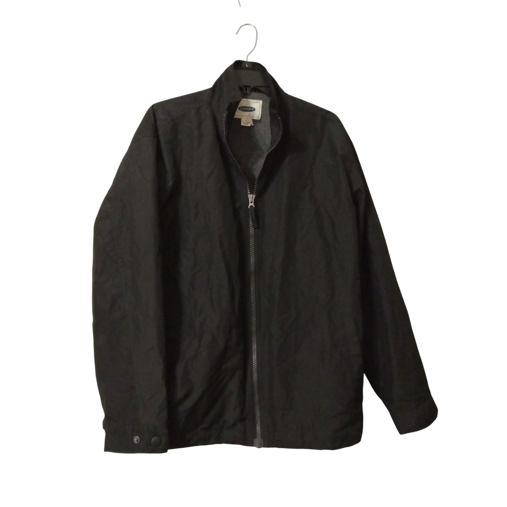 Old Navy Mens Full Zip Jacket Black Jersey Lined Stand Collar WaterResistant Med